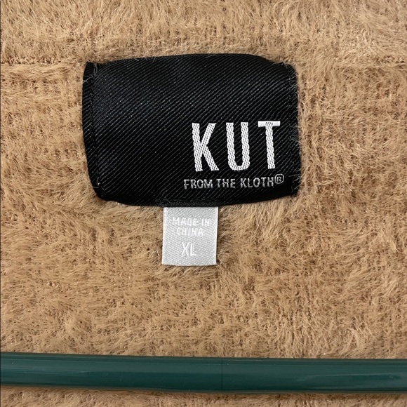 Kut From The Kloth Long Boho Open Cardigan Tan Faux Fur Costal Cozycore Size XL - Picture 2 of 8